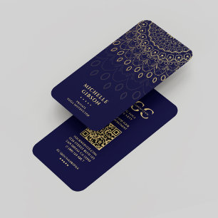 Carte De Visite Instructeur de yoga moderne Midnight Blue Gold Man