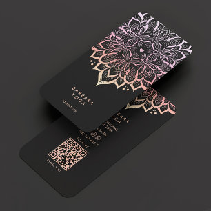 Carte De Visite Instructeur de Yoga moderne Pastel Pink Mandala