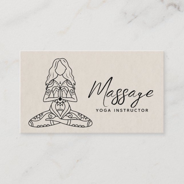 Carte De Visite Instructeur de Yoga moderne Script Yoga (Devant)