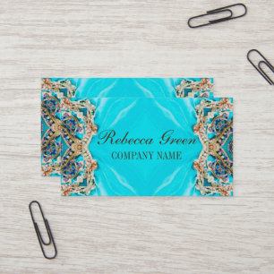 Carte De Visite instructeur de yoga Motif de henné turquoise