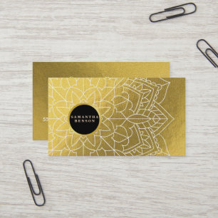 Carte De Visite Instructeur de Yoga Motif GoldMandala Elégant mode