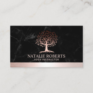 Carte De Visite Instructeur de yoga Rose de l'arbre de vie Marbre 