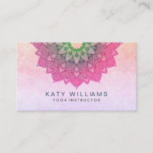 Carte De Visite Instructeur de Yoga rose Lotus Fleur Aquarelle