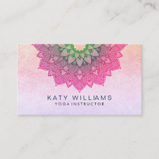 Carte De Visite Instructeur de Yoga rose Lotus Fleur Aquarelle