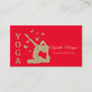 Carte De Visite Instructeur de yoga, Rouge, Parties scintillant d'