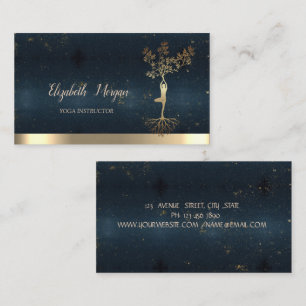 Carte De Visite Instructeur de Yoga Silhouette Gold Silhouette Fem