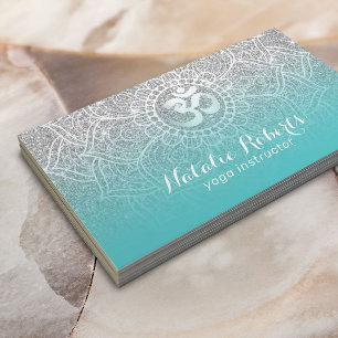 Carte De Visite Instructeur de yoga Turquoise et Parties scintilla