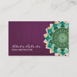 Carte De Visite Instructeur de yoga Turquoise Mandala Flower Vinta