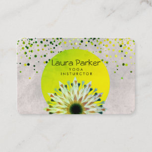 Carte De Visite Instructeur de Yoga vert Lotus Fleur Aquarelle