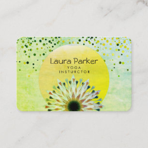 Carte De Visite Instructeur de Yoga vert Lotus Fleur Aquarelle