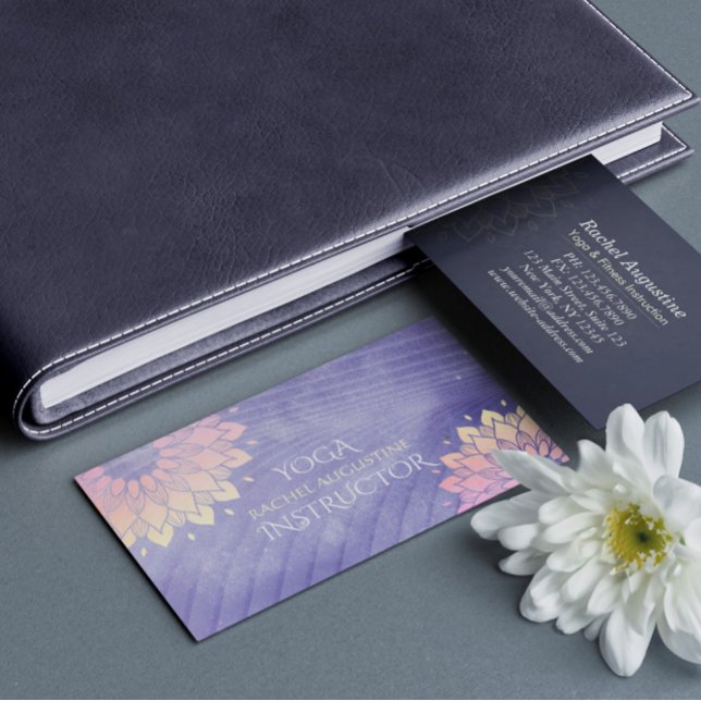 Carte De Visite Instructeur de Yoga violet Rose Gold Mandala (Créateur téléchargé)