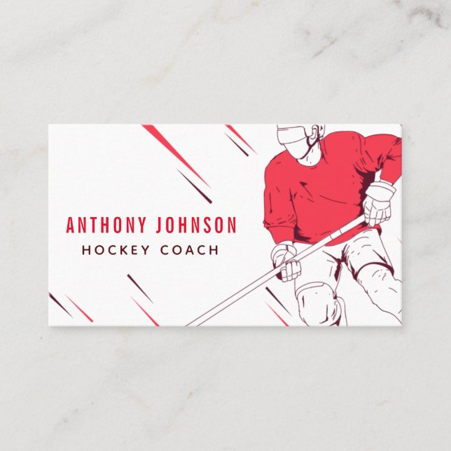 Carte De Visite Instructeur d'entraîneur de hockey sur glace Red C (Devant)