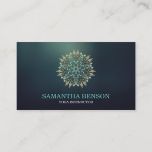 Carte De Visite Instructeur élégant de yoga de Lotus de bleu et