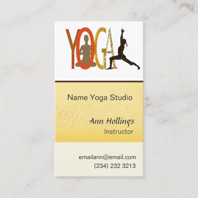 Carte De Visite Instructeur et entraîneur de yoga de guerrier de (Devant)