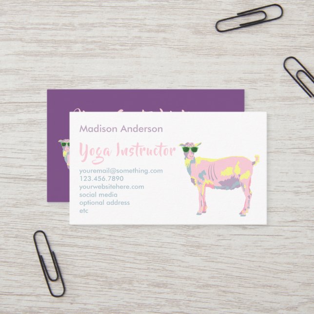 Carte De Visite Instructeur fait sur commande mignon de yoga de (Devant/Arrière en situation)