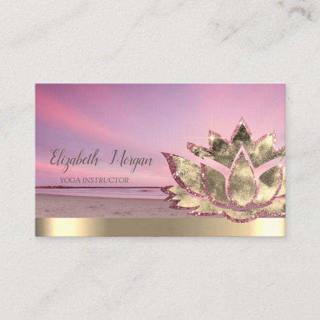 Carte De Visite Instructeur Gold Lotus Flower Beach (Devant)