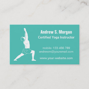 Carte De Visite Instructeur masculin se relaxant en yoga vert