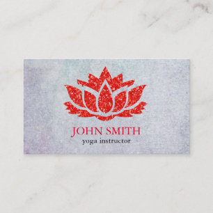 Carte De Visite Instructeur minimaliste moderne de Yoga Lotus Roug