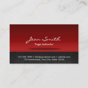 Carte De Visite Instructeur professionnel de Yoga noir et rouge