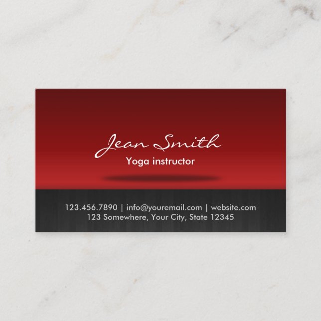 Carte De Visite Instructeur professionnel de Yoga noir et rouge (Devant)