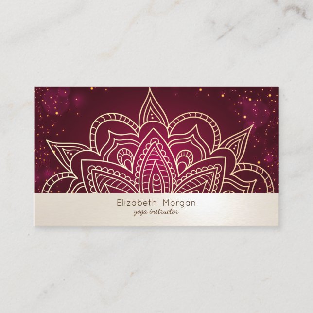 Carte De Visite Instructeur professionnel élégant de Yoga Mandala (Devant)