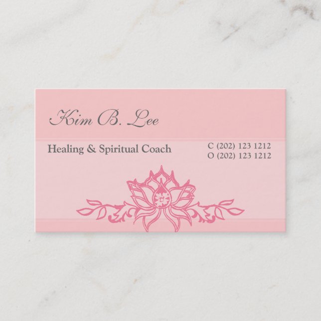 Carte De Visite Instructeur rose de yoga de fleur de Lotus (Devant)