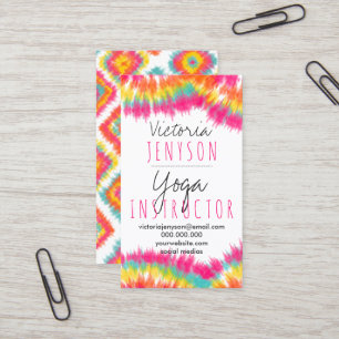 Carte De Visite Instructeur turquoise de yoga d'aquarelle de rose