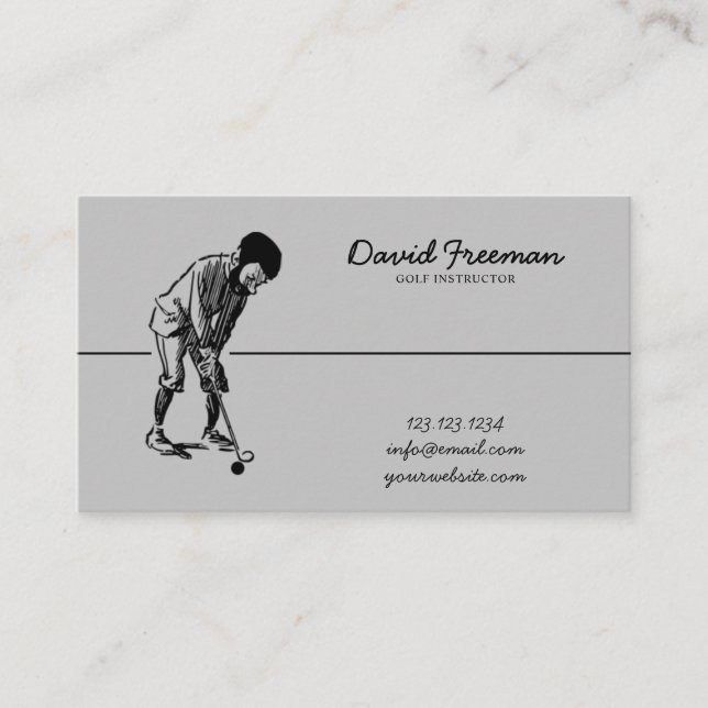 Carte De Visite Instructeur unique de golf Gray de Swing (Devant)