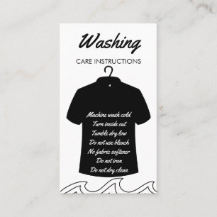 Carte De Visite Instruction de lavage de chemise noire à col long