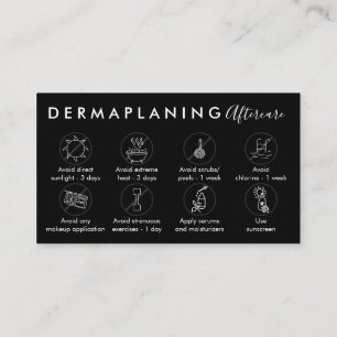 Carte De Visite Instruction de post-soin de Dermaplaning noir