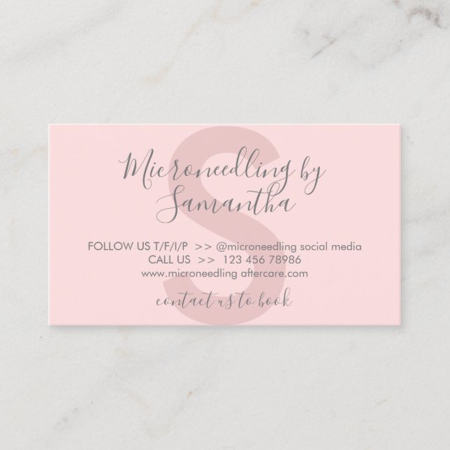 Carte De Visite Instruction de suivi en microneedling rose (Devant)