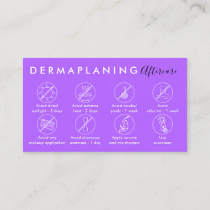 Carte De Visite Instructions de post-soins de Dermaplaning Violet