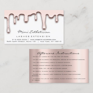Carte De Visite Instructions de post-soins Lash Rose Gold Drivers 