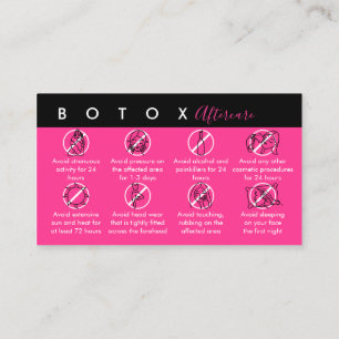 Carte De Visite Instructions de post-soins Neon Pink Botox