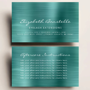 Carte De Visite Instructions de soins après-cils en métallisé vert