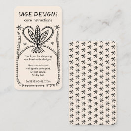 Carte De Visite INSTRUCTIONS DE SOINS Boho Whimsical Line Art