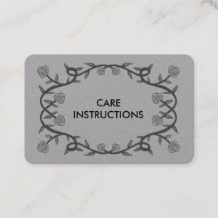 Carte De Visite INSTRUCTIONS DE SOINS Chic Elegant Rose Frame Luxe