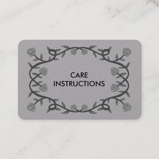 Carte De Visite INSTRUCTIONS DE SOINS Chic Elegant Rose Frame Luxe (Devant)
