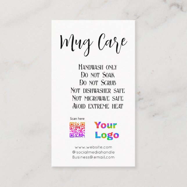 Carte De Visite Instructions de soins de la moisissure ajouter le  (Devant)