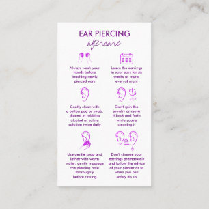 Carte De Visite Instructions de soins de perçage d'oreille Extensi