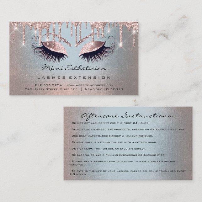 Carte De Visite Instructions de soins postérieurs Lash Rose Eyes S (Devant / Derrière)