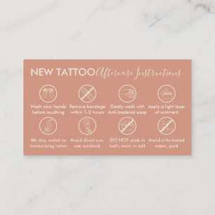 Carte De Visite Instructions de soins postérieurs Tattoo Body Art