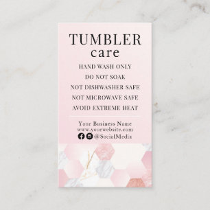 Carte De Visite Instructions de soins Tumbler moderne rose géométr