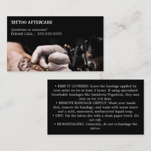 Carte De Visite Instructions de suivi de tatouage