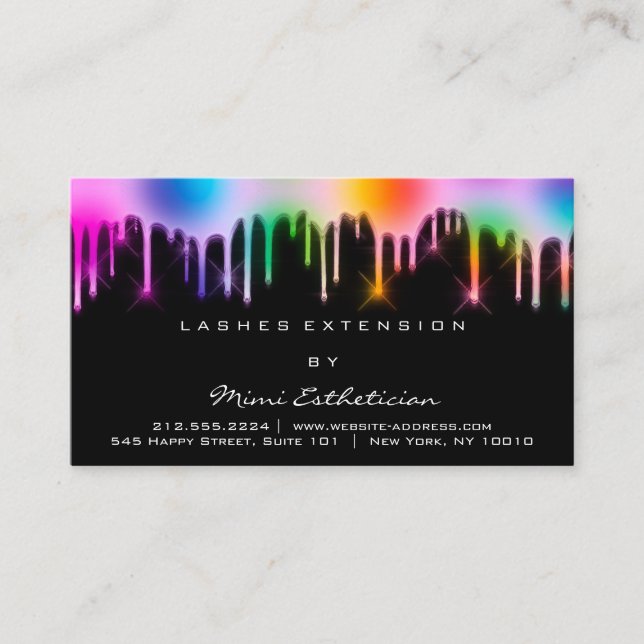 Carte De Visite Instructions de suivi Lash Rainbow Drip Holograph (Devant)