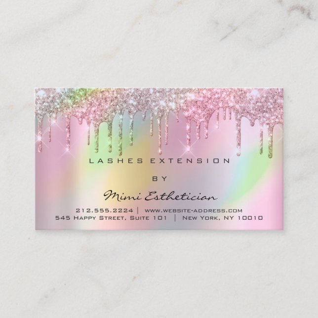 Carte De Visite Instructions de suivi Lash Rose Drives HOLOGRAPHIC (Devant)