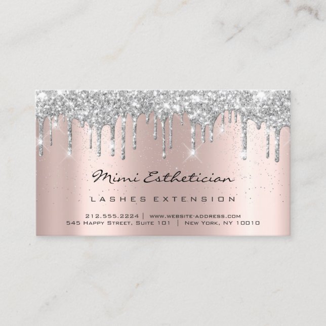 Carte De Visite Instructions de suivi Lash Rose Spark ConfettGrey (Devant)