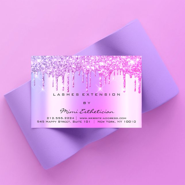 Carte De Visite Instructions de suivi Lashes Pink Drives Spark (Aftercare Instructions Lashes Pink Drips Spark Business Card)
