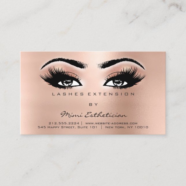 Carte De Visite Instructions de suivi Lashes Rose Peach Eyes (Devant)