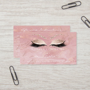 Carte De Visite Instructions de suivi Lashes Studio Marbre rose